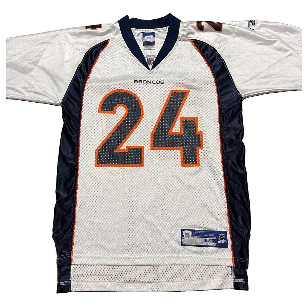 Champ Bailey Denver Broncos Reebok Jersey Medium White 24 NFL On Field Vintage